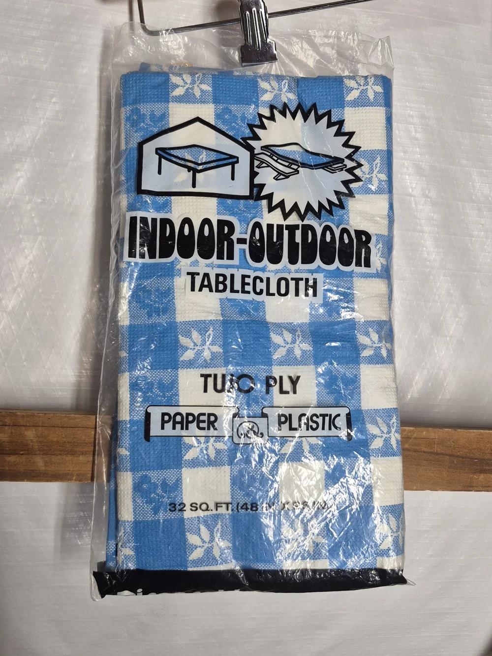 Vintage Indoor-Outdoor Blue & White Check Tablecloth